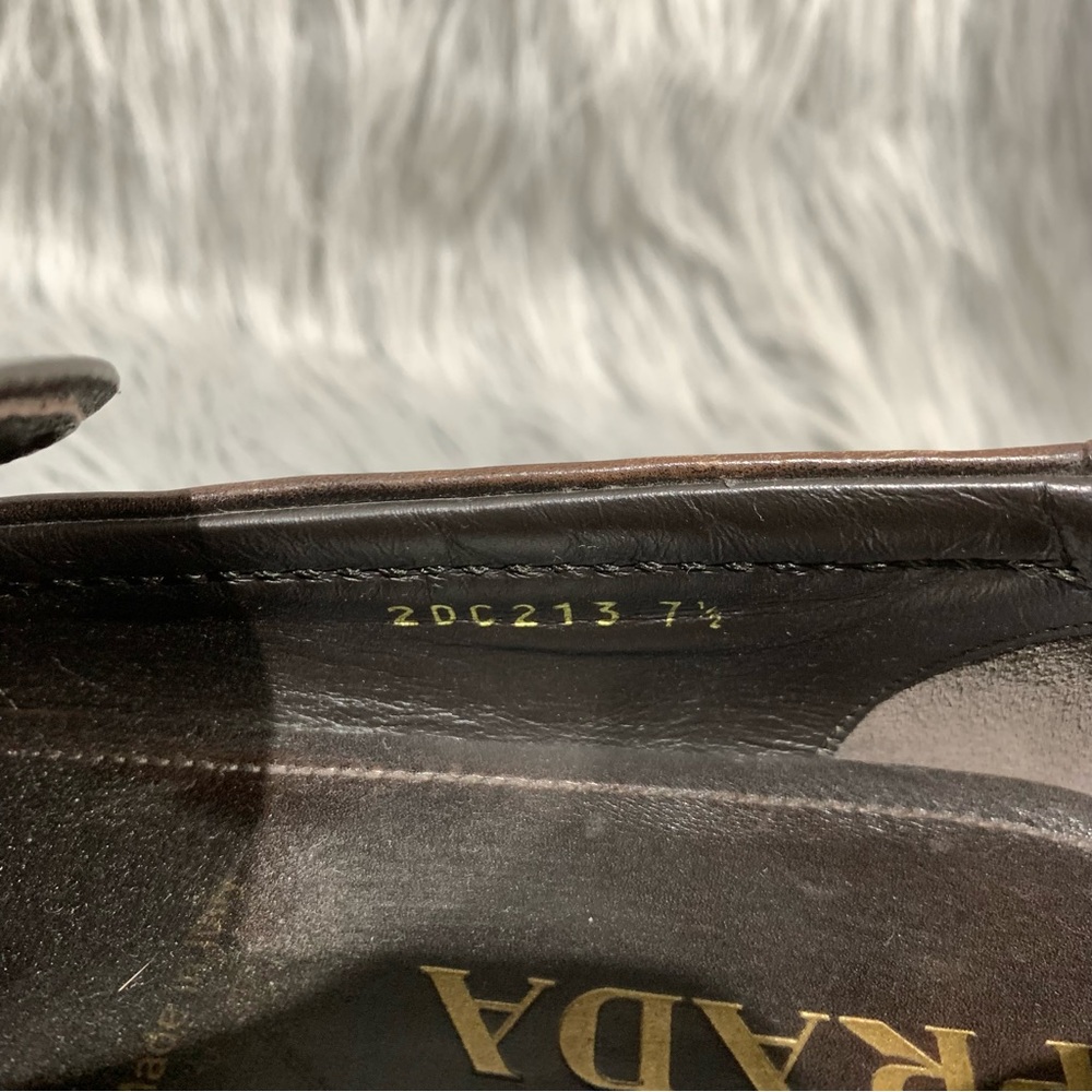 Prada Men's 2DC213 Brown Brushed Spazzolato Leather Penny Loafer Business Shoes - Picture 7 of 12